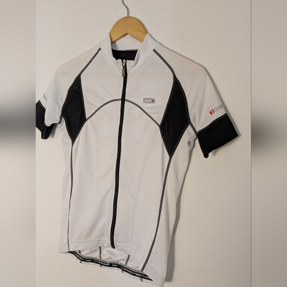 Louis Garneau Men's Cycle Jersey Size S White Black Shirt Full Zip Short Sleeve - Picture 2 of 15